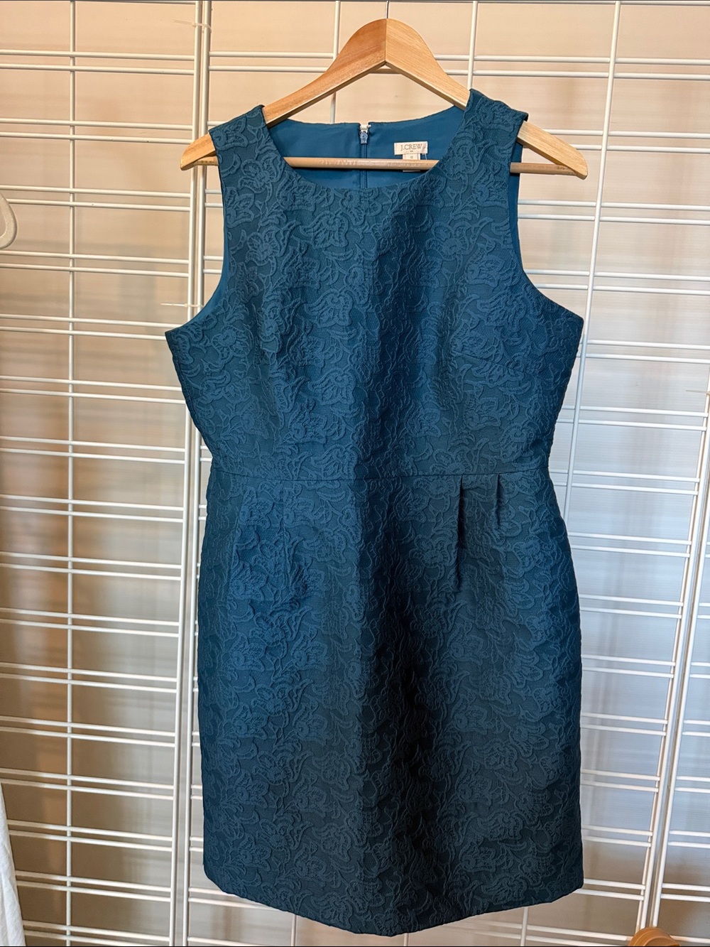 J. Crew Teal Textured Sleeveless Sheath Dress
